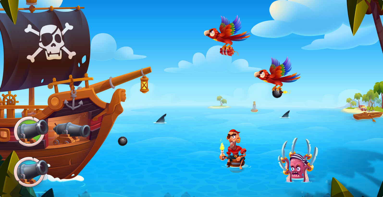 Exploding Oceans - Casual Arcade Game Graphics Design