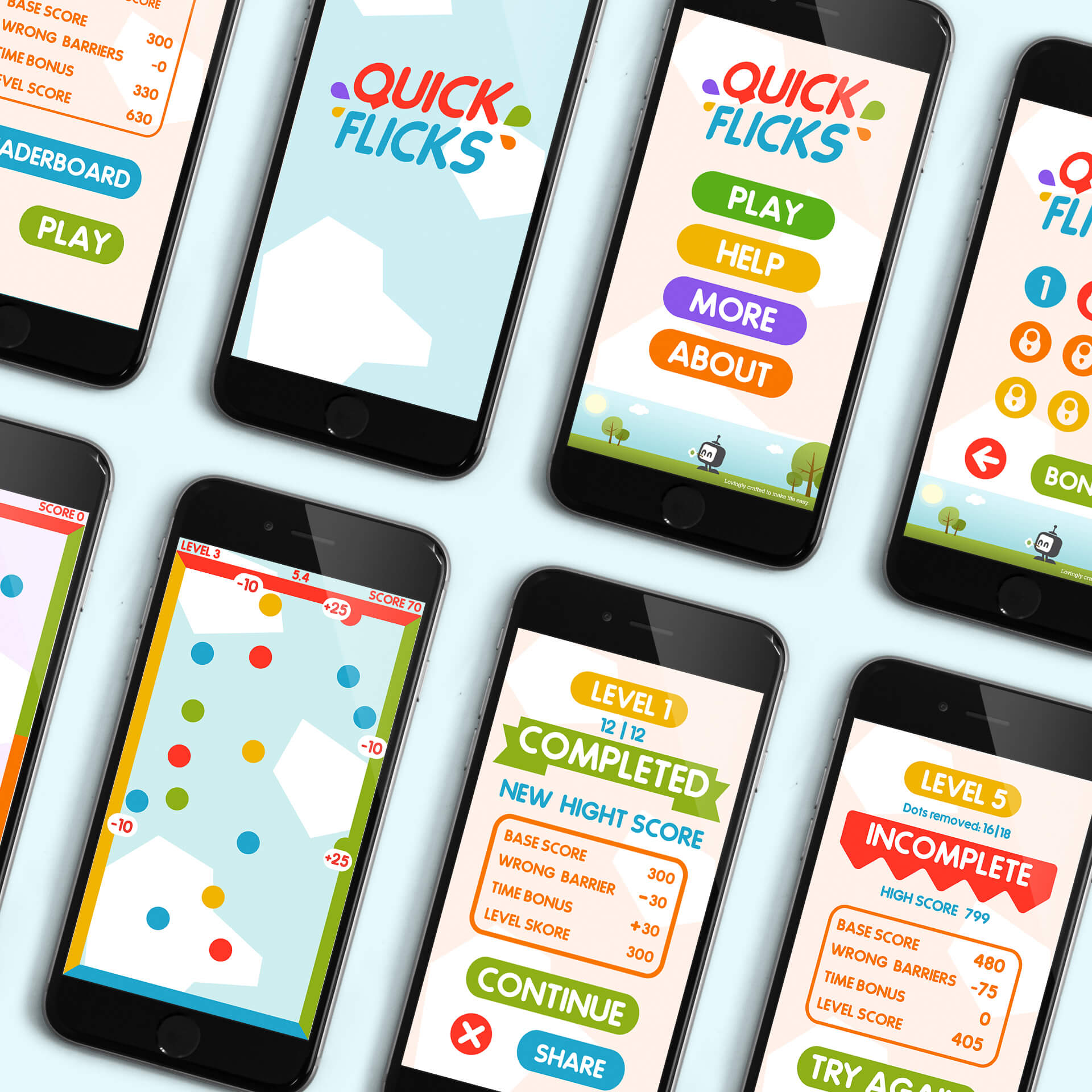 Quick Flicks developed with Unity for mobile