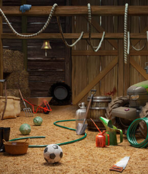 Game interior design, 3d modeling and rendering for a mobile game: Barn and Forge