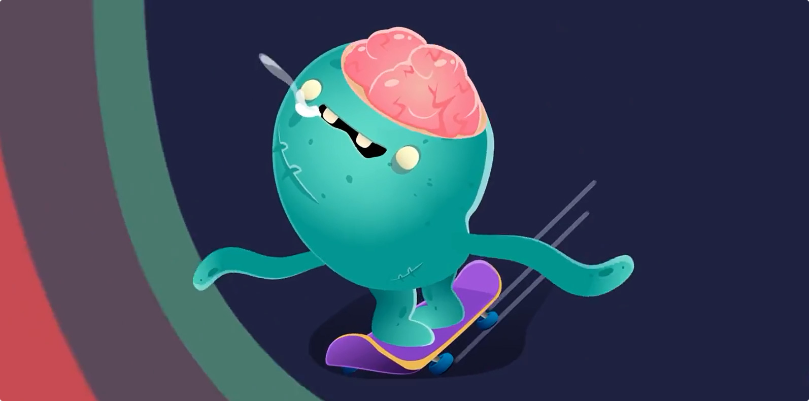 Zombie skateboard 2d animation promo design