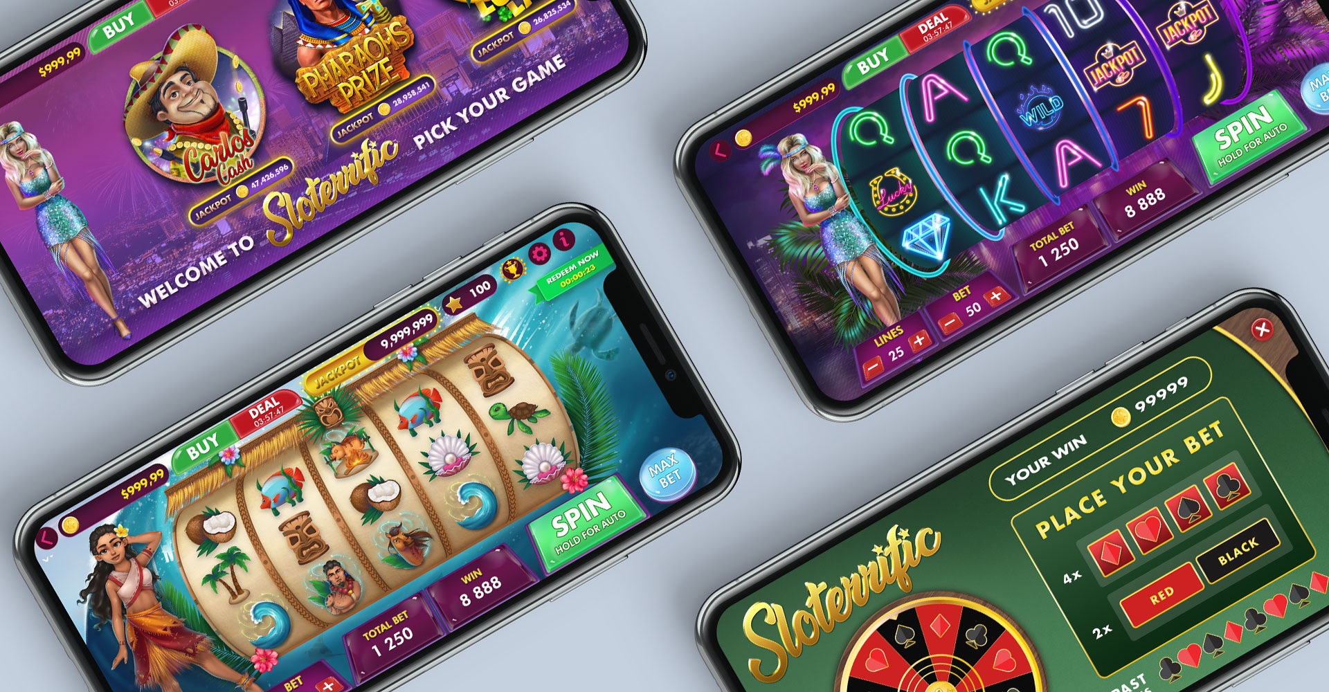 Sloterrific game themes, animations and UI design