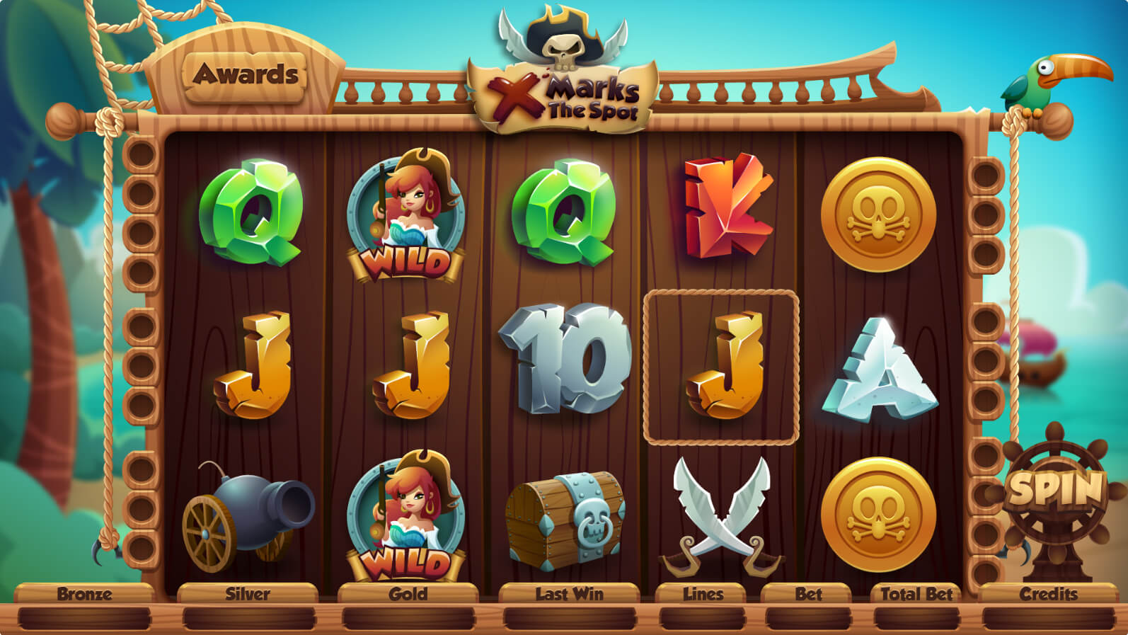 Vector slots design and animation for X Marks the Spot