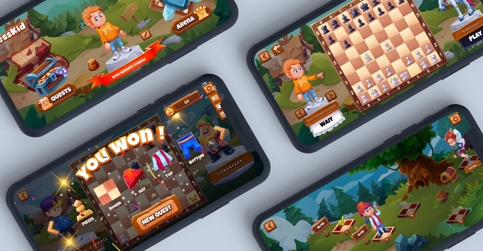 Game environments, characters, chess boards design