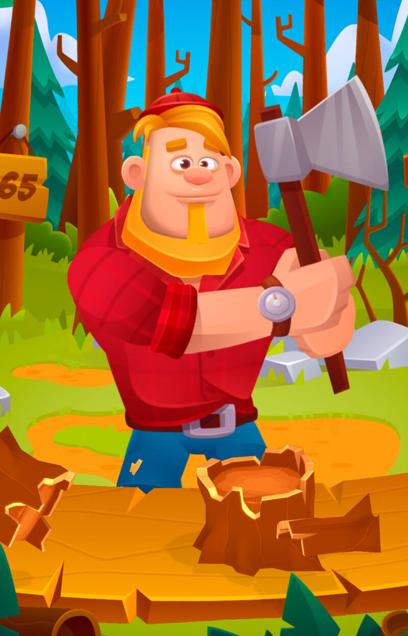 2D Timber Slash Game Character Design