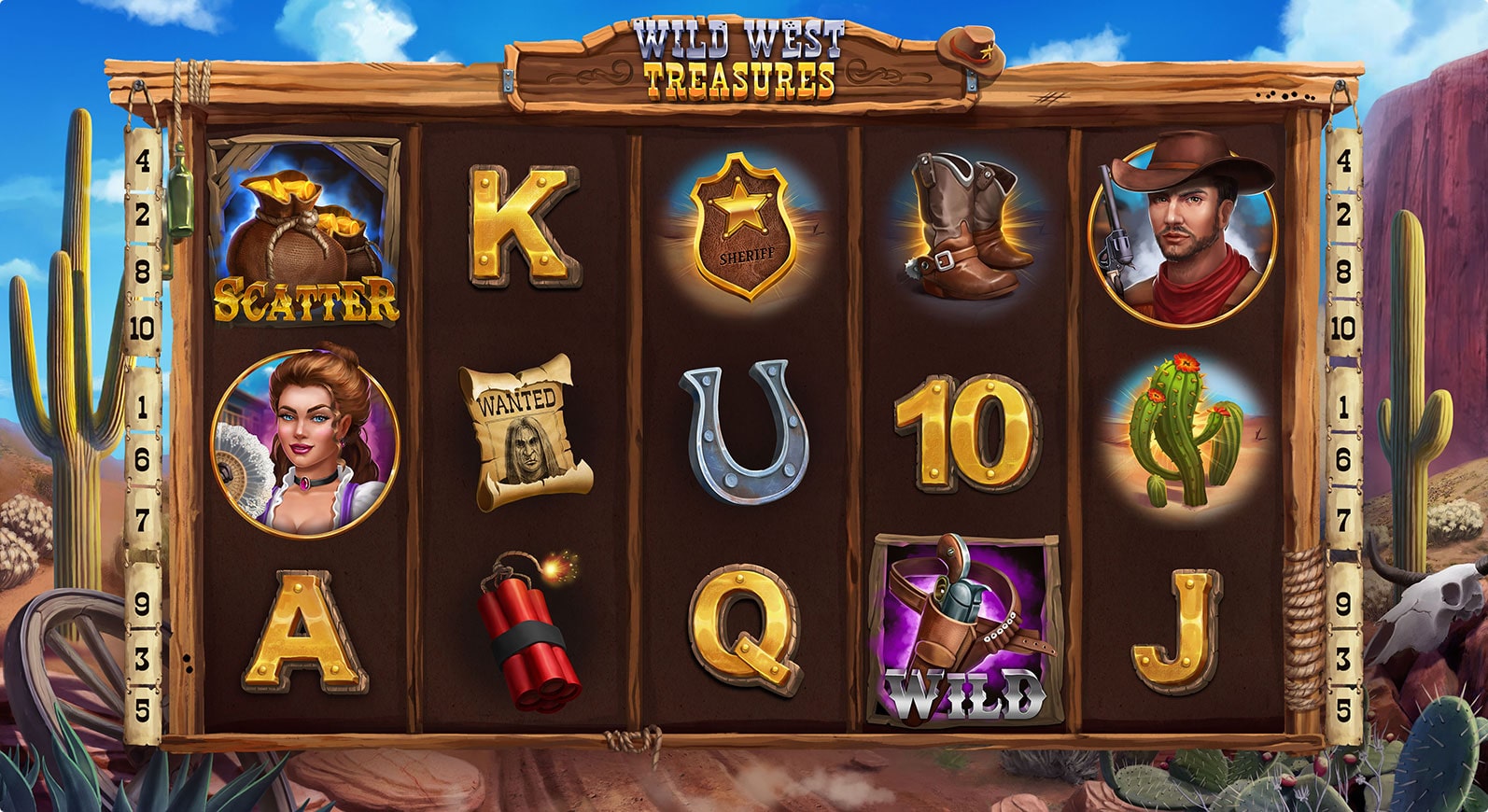 Slot machine game Wild West Treasures spine animation