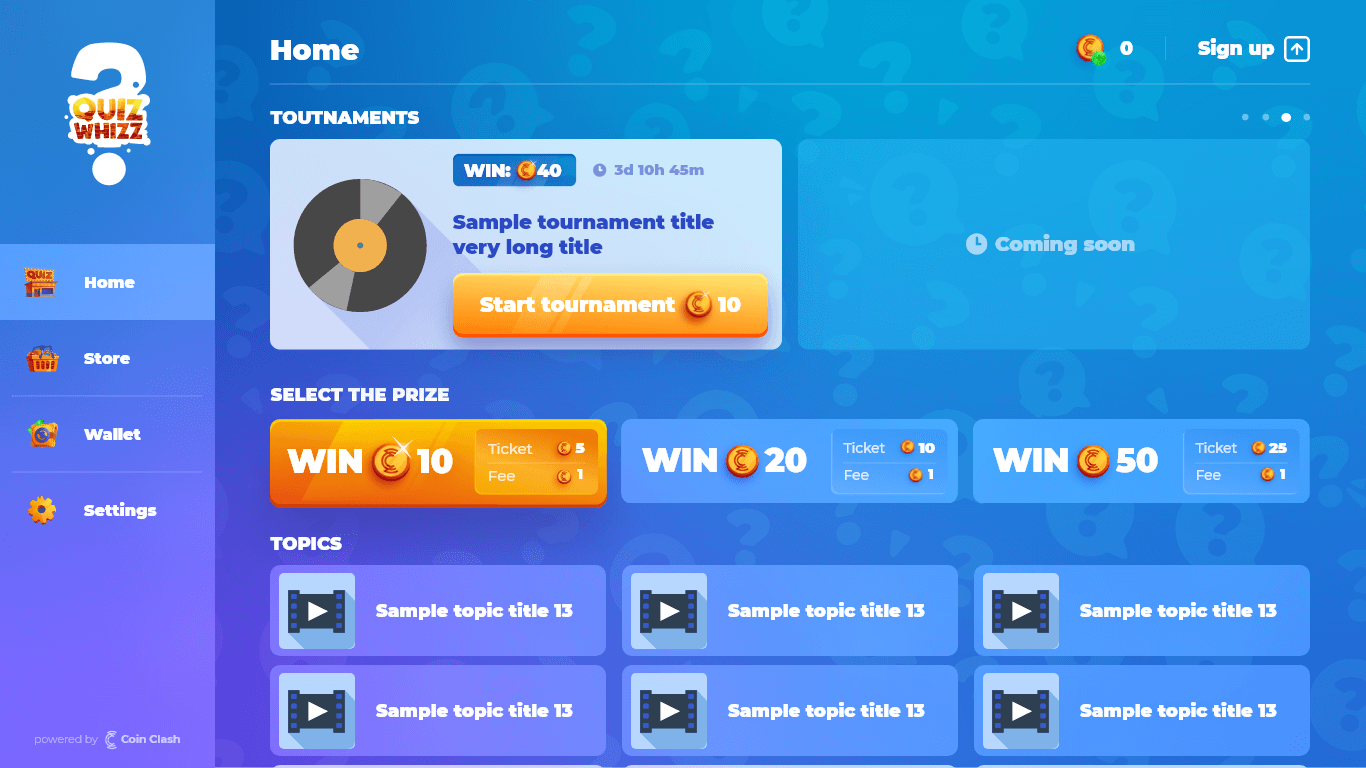 Quiz Whizz Game UI Design