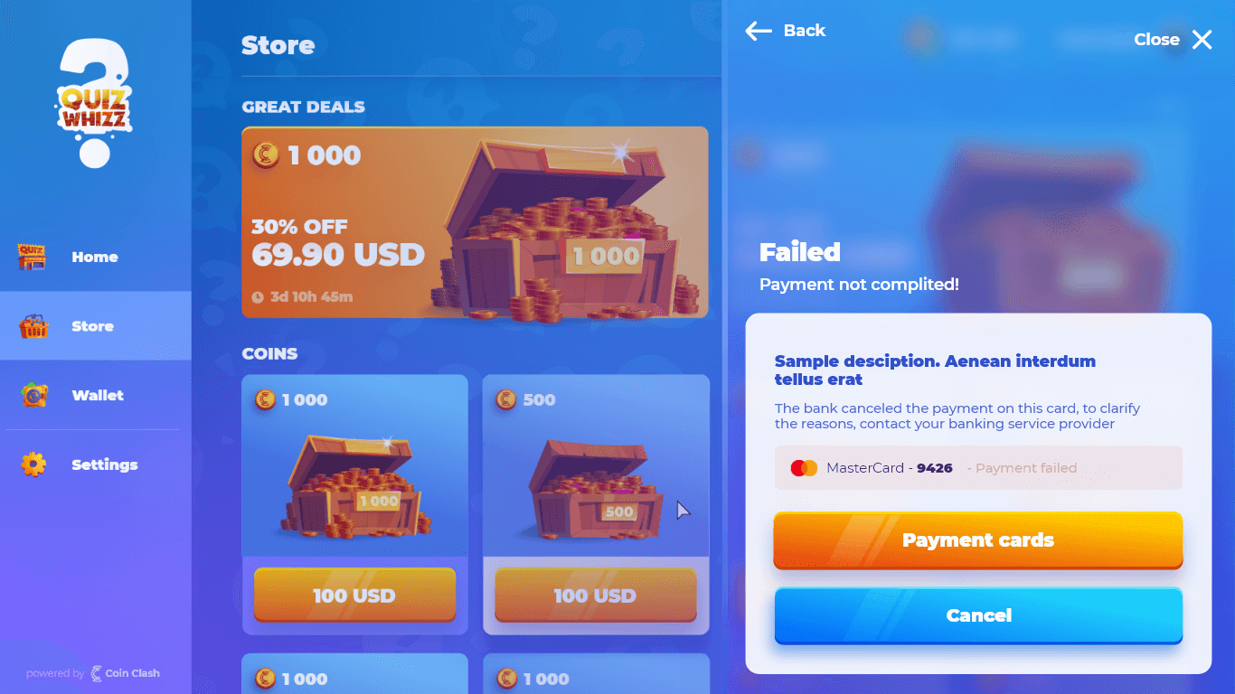 Quiz Whizz Game UI Design