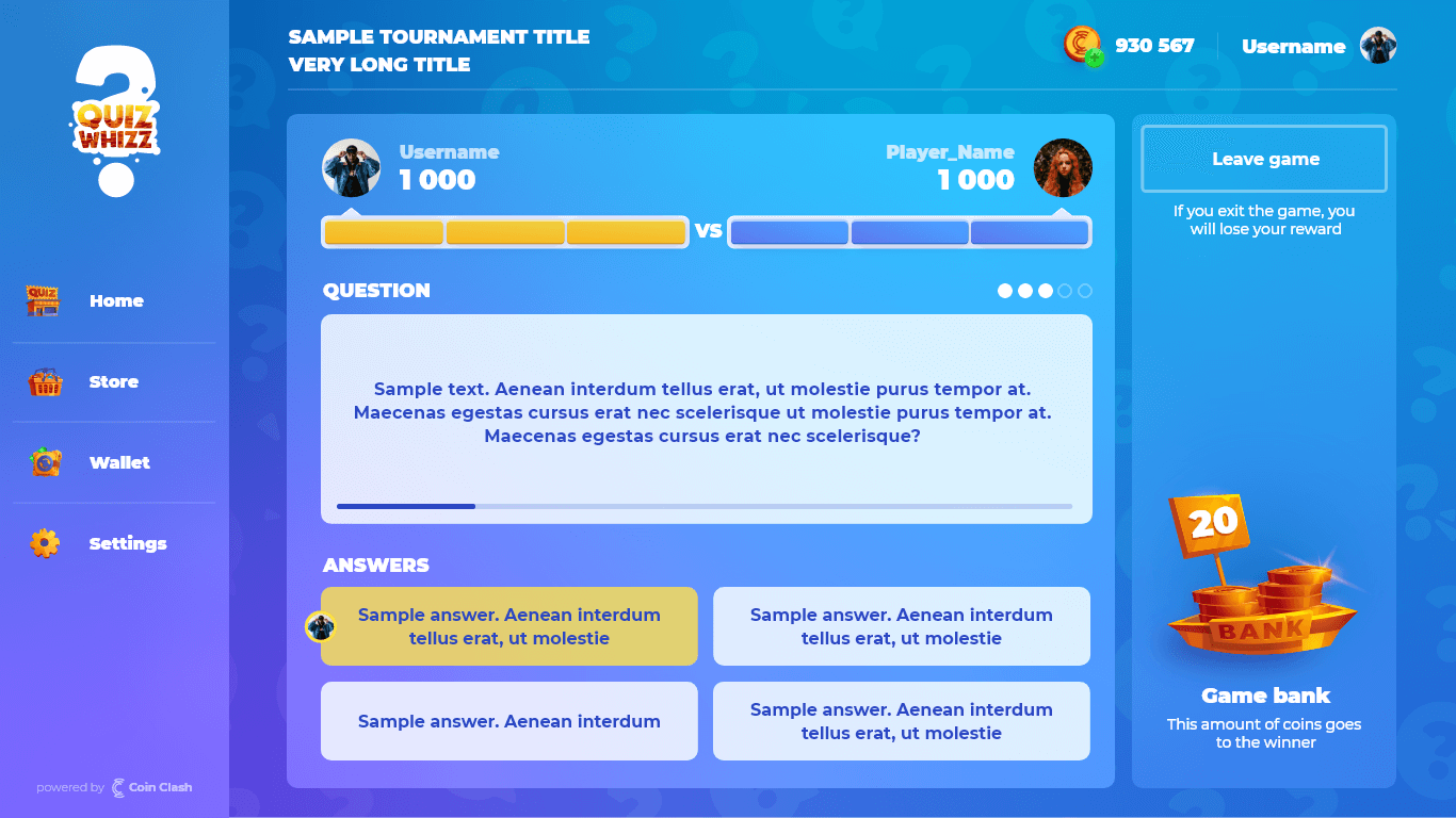 Quiz Whizz Game UI Design