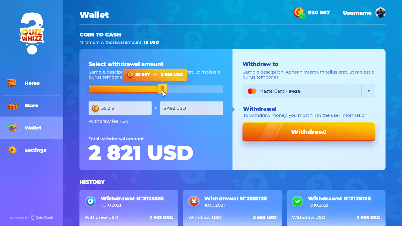 Quiz Whizz Game UI Design