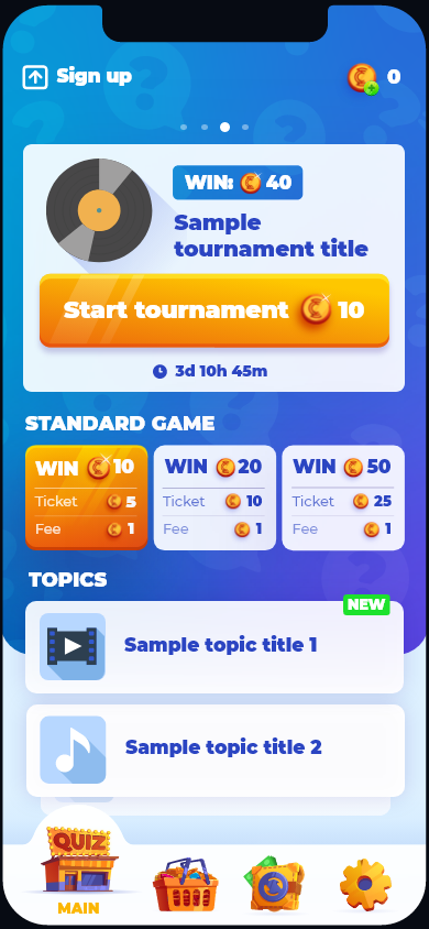 Quiz Whizz Game Mobile UI Design
