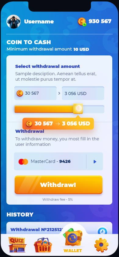 Quiz Whizz Game Mobile UI Design