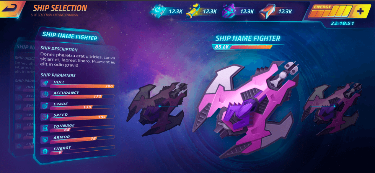 Space Game UI Design